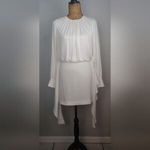 NWOT Dress the Population Long Sleeve Lined Mini Dress Sz S Ivory NEW w/…